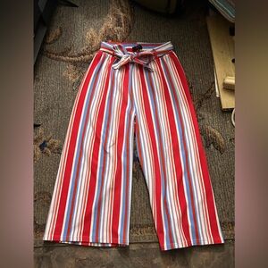 Red White and Blue Pinstripe Wide Leg Dress Pants